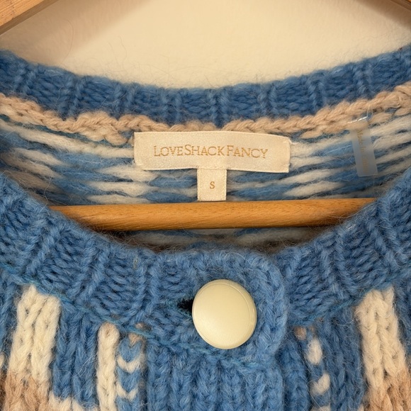 LoveShackFancy Fair Isle Alpaca Cardigan Sweater - size S, like new - Picture 3 of 9